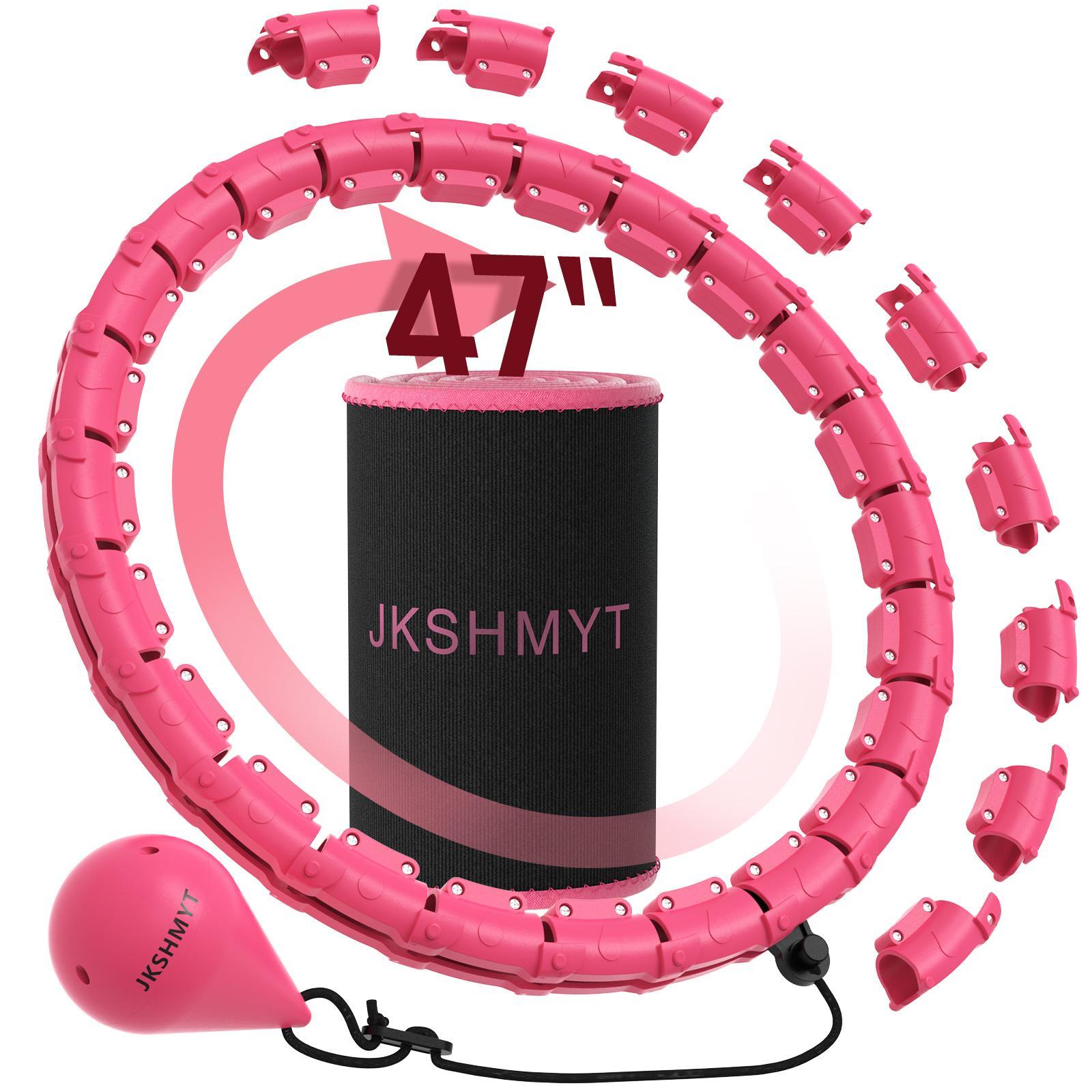 JKSHMYT Smart Weighted Fit Hoop Plus Size for Adults fitness, 2 in 1 exercise Hoop, 24 Links Detachable & Size Adjustable, with Waist Trainer for Women