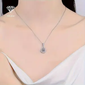 2.3g Elegant 925 Sterling Silver Water Drop Pendant Necklace with Platinum Plating & 5A Zircon | Teal Color | Perfect for Birthday, Anniversary, Wedding, Party, Banquet, Daily Wear, Vacation, Ramadan, Valentine’s Day, Teacher’s Day, Christmas & New Year