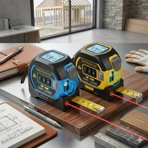 3-in-1 Digital Laser Tape Measure, Retractable Measuring Tape, 196ft/60m Precision with Backlit Lcd, Auto-Lock, Fast Measurement, Switchable Units ft/in/m for Construction, Renovation, Engineering, Indoor/Outdoor Tool