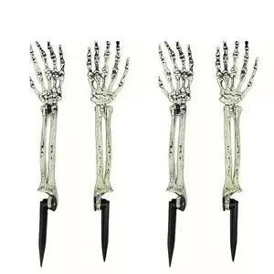 4 Pack Skeleton Stakes Halloween Decorations Skull Arms Hands Stake for Outdoor Yard Lawn Garden Graveyard Party Decor(2 Pairs)