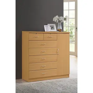 212 MAIN Beech Finish Wooden 7-Drawer Dresser - Hi71Dr Jumbo Size Storage Cabinet Chest, Wood Cabinet Chest, Wood Drawers Dresser with Lock-Included Door, Indoor Cupboard Storage Furniture