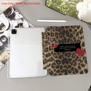 Leopard-Print Cherry Bow-Patterned Tablet Case, Soft Shock-Absorbing Protection, With Pen Slot, Ultra-Thin/Stand Function/Auto-Wake, Compatible With IPad 9.7/10.2/10.9/11/12.9, 10th Gen, Air 11, Air 4/5/6, And Galaxy A7/A8/A9+/S6/S7/S8/S9/S9FE/S10+ Series