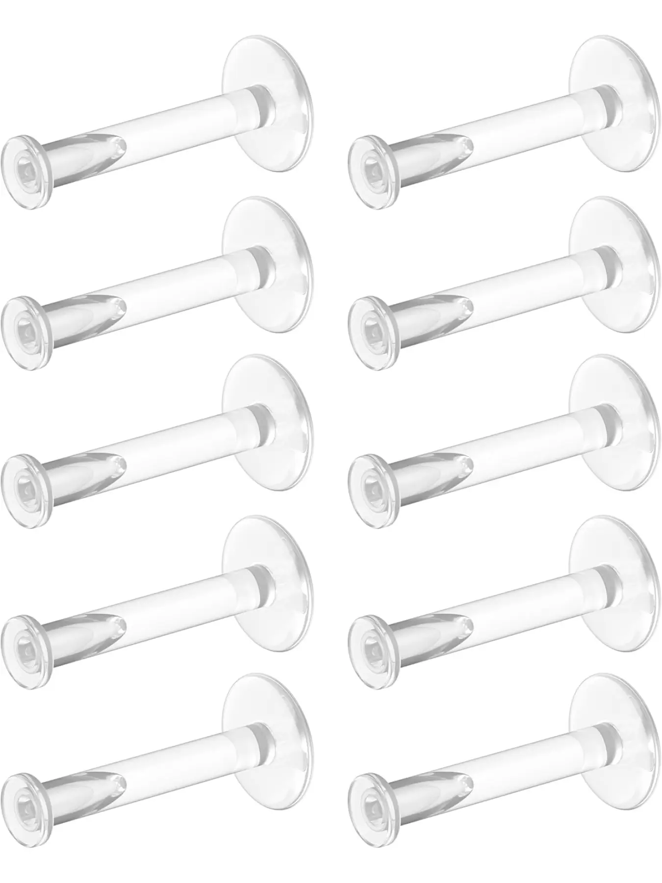 10pcs 16g Clear Earrings for Sports, Work, Bioflex Labret Clear Piercing Retainers Plastic Clear Piercings Stud Earrings Lip Labret Studs for Cartilage Helix Tragus Lip Medusa Monroe Body Piercing Jewelry (6mm, 8mm, 10mm, 12mm)
