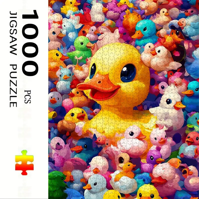 1000 Piece Colorful Vivid Duck Theme Puzzle, Montessori Puzzles Gift, Large Adult Family Interactive Toy, DIY Home Decor Brain Challenge, Holiday Scene, Perfect Gift