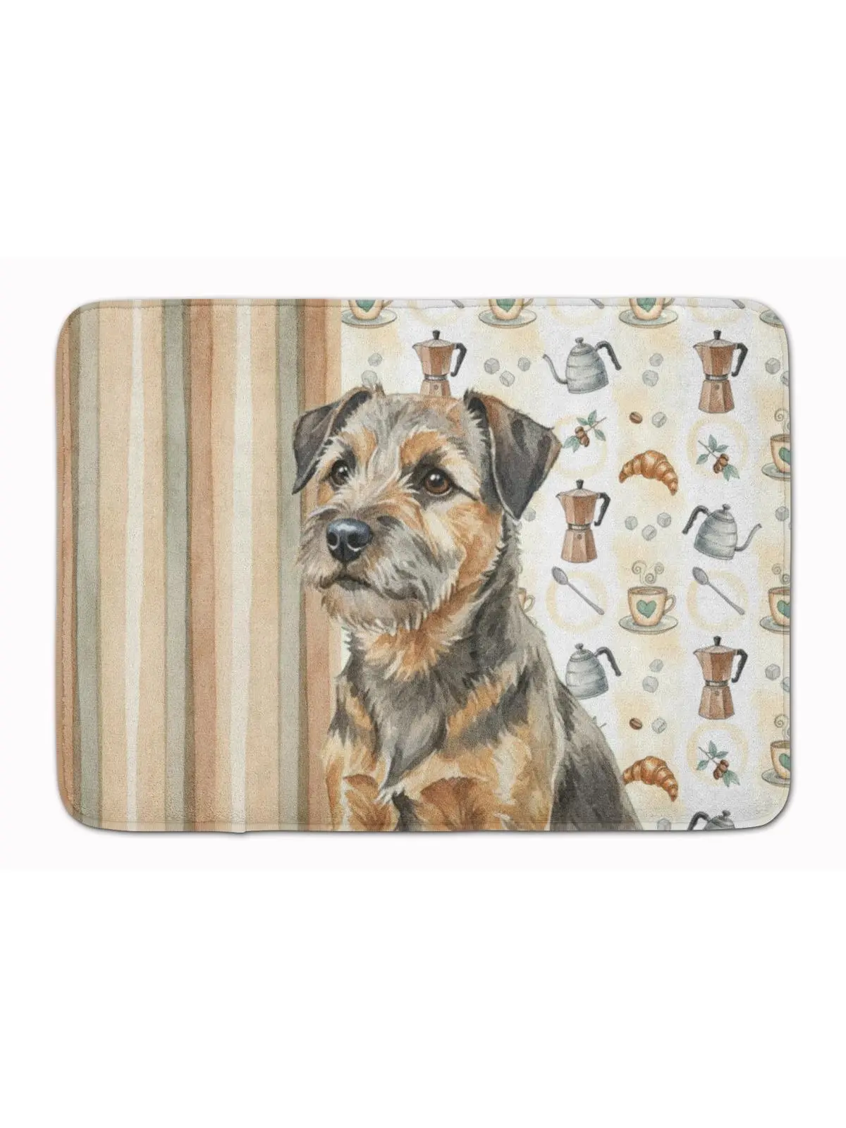 Carolines Treasures WDK7326RUG 19x27 in. Grizzle & Tan Border Terrier Animal-Inspired Border Kitchen Mat, Art-Themed Cushioned Memory Foam Coffee Bar Mat, Animal-Inspired Kitchen Rugs, Art-Themed Kitchen Rugs