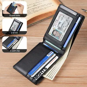 1pc Premium Microfiber Leather Mens Slim Wallet - RFID Blocking Credit Card Organizer with Gift Box - Secure & Stylish