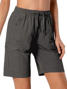 Women's Lightweight Hiking Cargo Shorts, Quick Dry Gym Shorts, Stretch Shorts, Ideal for Camping Travel Golf, Zipper Pockets, Waterproof