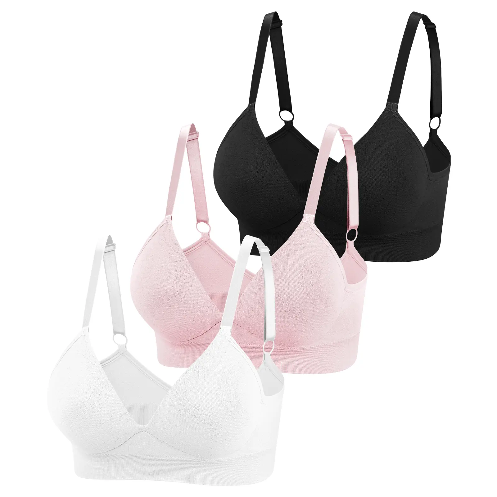 Eleplus 3 Pieces Deep V Wireless Bras for Women Seamless Comfy Bralettes Lightly Lined Multicolors Pack #SummerVibes