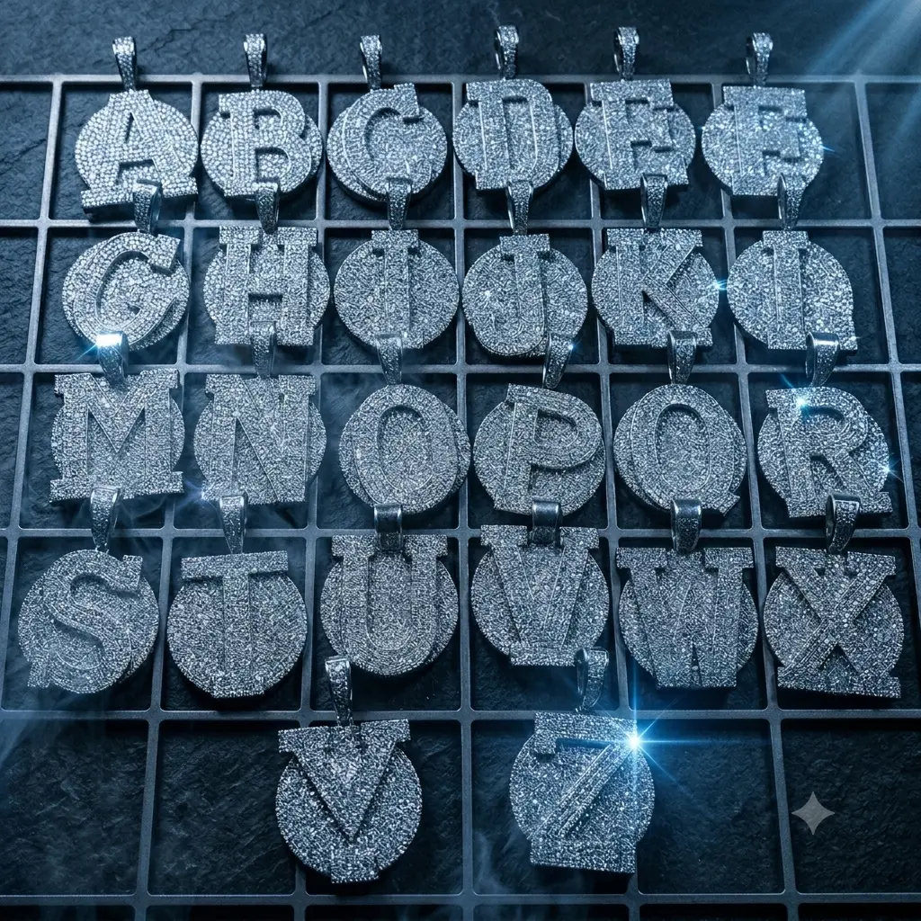 2003 Iced Out Custom Bubble Initial Pendants Multi-Letter Drip Chain Cubic Zirconia Bold  Ultimate Personalization Next-Level Shine customizable with engraved letters, logos or patterns Rhinestone Decorated Jewelry Complimentary shipping tiktokshopspringg