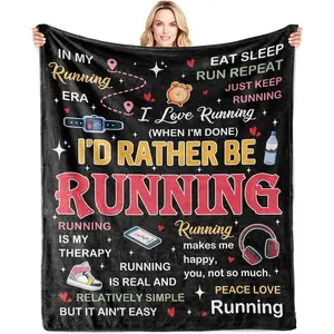 Gifts for Runners Women/Men Blanket, Cross Country Gifts, Marathon Runner Gifts, Cool Running Accessories Throw, Track and Field Gifts 60"X50"