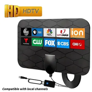 Indoor HDTV Antenna for Smart TV, 50 Mile Long Range, Digital TV Antenna for Free Local Channels, Multi-Directional Signal Reception, Supports 4K 1080p, Easy Installation