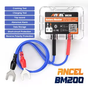 ANCEL BM200 12V Car Battery Tester, Automotive Battery Monitor Analyzer Bluetooth IP67 Waterproof, Auto Battery Diagnostic Cranking Charging Test Suit for 12V Battery, Car, Motorcycle, RV, Truck, Boat Vehicle