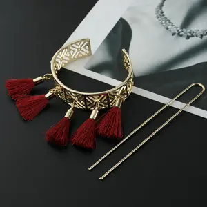 Geometric Hairpin 1PC Hollow Flower Tassel Vintage Bun Clip Headband Accessory Boho Hair Jewelry Gift