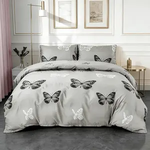 3-Piece Bedding Set (1 Duvet Cover + 2 Pillowcases, No Inserts Included) – a soft and comfortable butterfly print duvet set with zipper closure, machine washable, and ideal as a gift Soft Bedding Sets