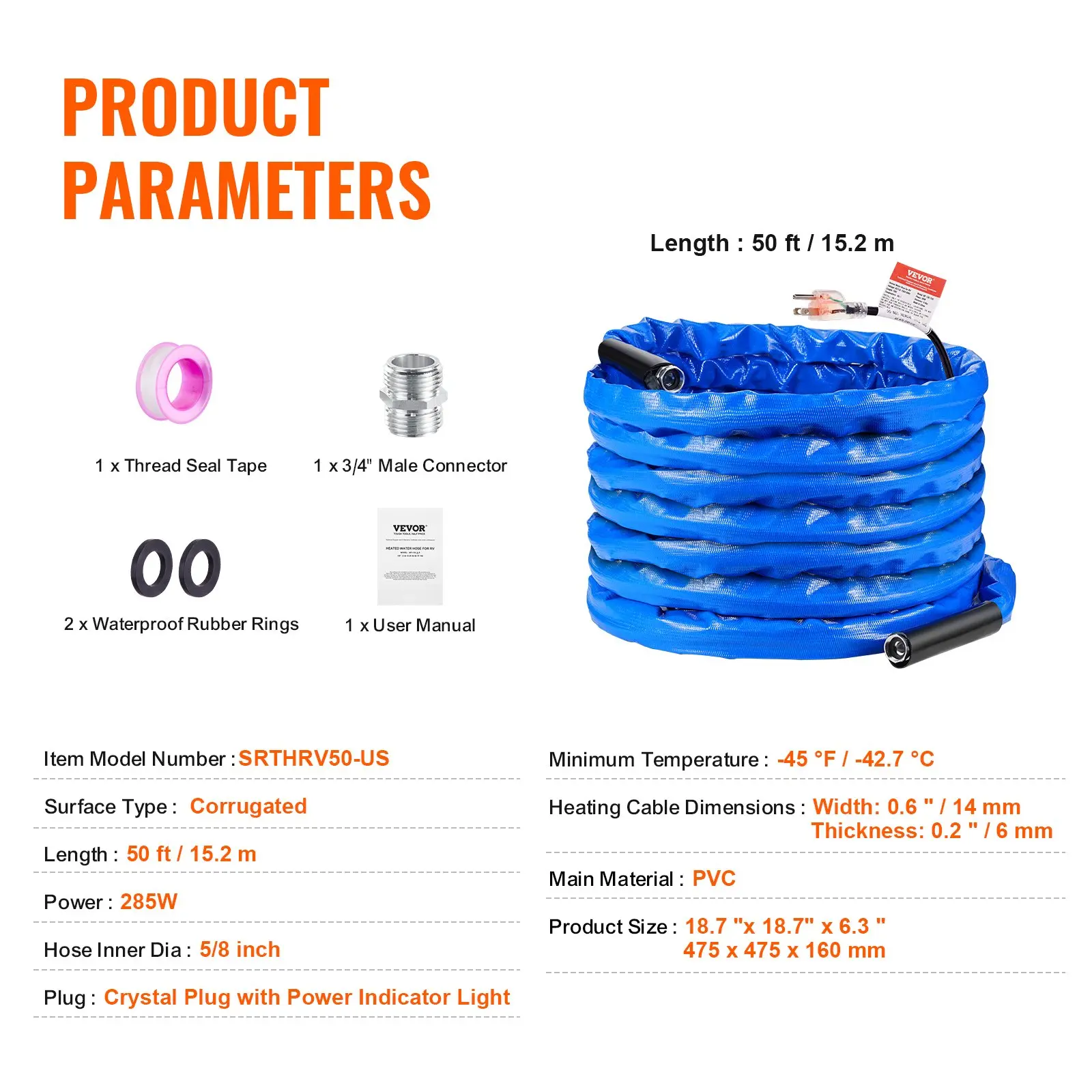 50 FT with Wrinkled Cover