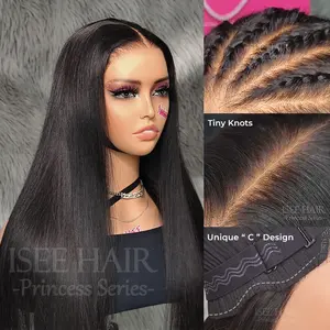 ISEE HAIR Wear Go 7*5 Straight Glueless Human Hair Wigs With Drawstring Pre-Cut Lace Front & Pre Plucked Natural Hairline & Pre-bleached Tiny Knots Glueless Human Wigs Beginners Friendly  Vacation Hair #Summervibes#ISEECrochetNewArrivals