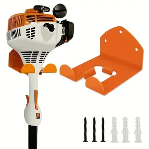 1 set of orange, easy-to-install heavy metal lawn mower rack-wall-mounted trimmer rack for garage, lawn and hedge trimmer tool arrangement hook, Halloween and Christmas gifts.