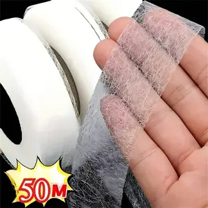 1 Roll 50 Meter Double-Sided Iron-On Hemming Tape, Non-Woven Adhesive for Pants, Hats & DIY Sewing, 1/2cm Width, Tpu Material
