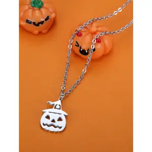 Halloween Pumpkin Head Necklace,Festival Vibe Versatile Clavicle Chain