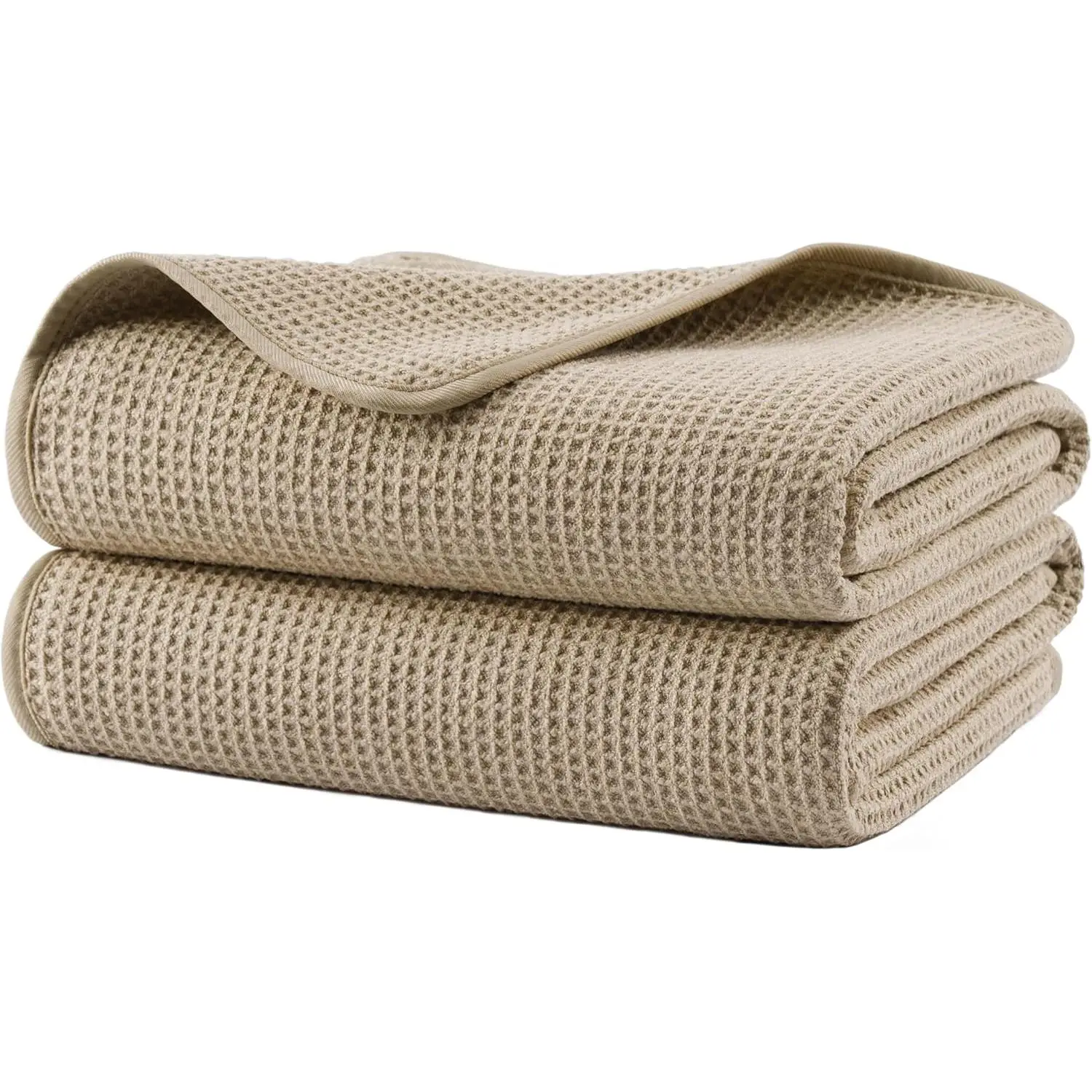 Unisex 380 GSM Synthetic Microfiber Waffle Weave Bath Towel Set of 2 - 60x30 in Oversize, Quick Dry, Lint Free, Lightweight, Water Absorbent, Satin-Touch, Durable, Modern Traditional Style, Ideal for Bathroom Wipe, Pool Use, 30 In. X 60 In.