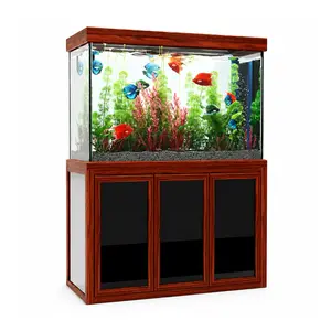 130 Gallon All-in-One Aquarium System Bundle with Aluminum Cabinet Stand & Built-in Sump Filter | 47" Low-Iron Crystal Glass Rimless Fish Tank, 920 GPH Pump, Tri-Color LED | Luxury Ecosystem Setup for Saltwater Reef, Plants, Corals