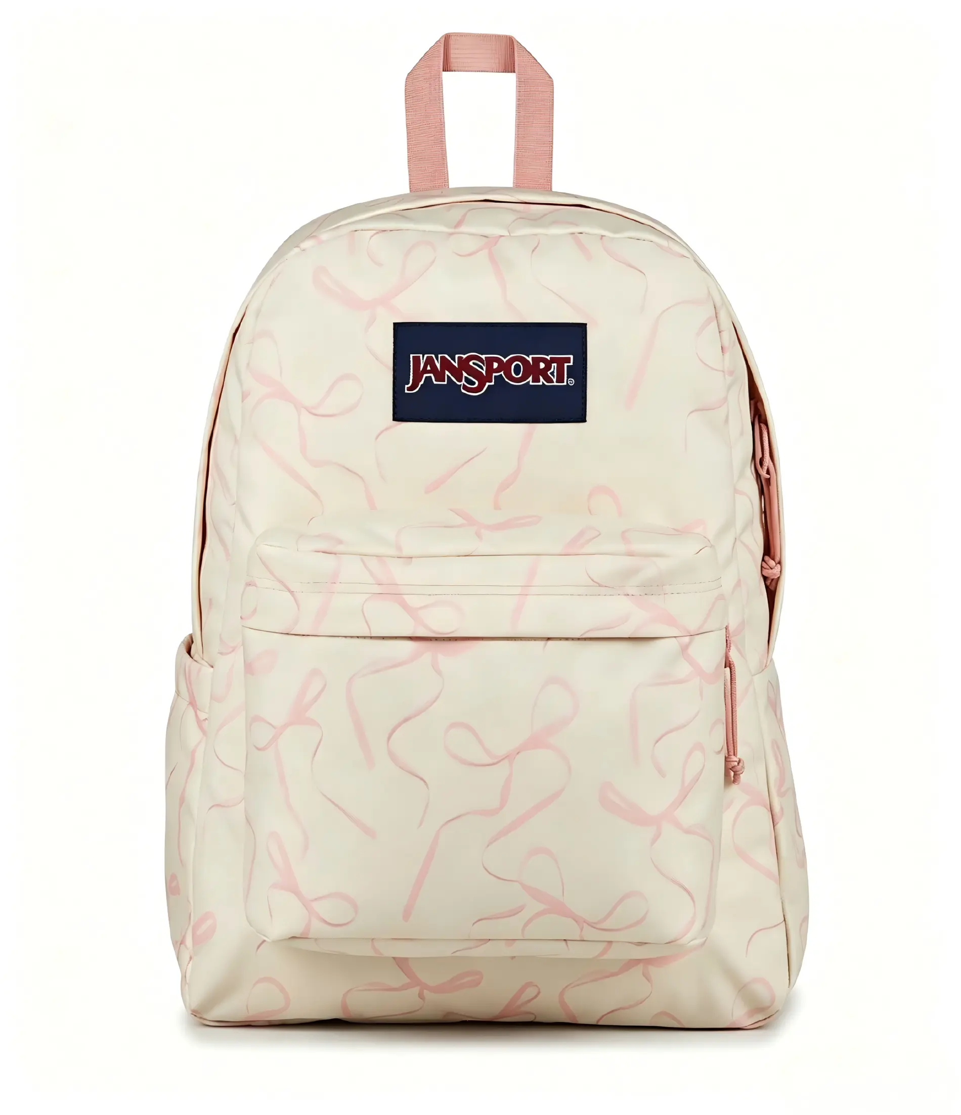 JanSport Unisex Big Student Backpack - Rows of Bows Pink Ice, Cute School Backpack with Water Bottle Slot, Functional for Adults, Backpacks For Women, Campus Life