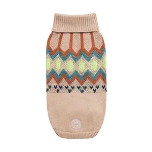 Heritage Fair Isle Dog Sweater – Retro Nordic Sand Knit Winter Dog Sweaters