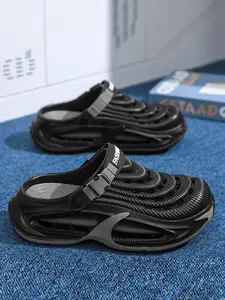 Men's Summer Fashion Eva Sandals, Simple Plain Tire Pattern Thick Sole Anti-Slip Height Increase, Indoor Outdoor Beach Shower Slippers