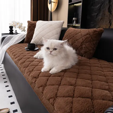 【SlumberHome】Thick Plush Sofa Cushion Cover, Pet-Friendly, Non-Slip &, Fits Single to Multi-Person Sofas, Soft Sofa Protector Couch Slipcover couch cover for sofa