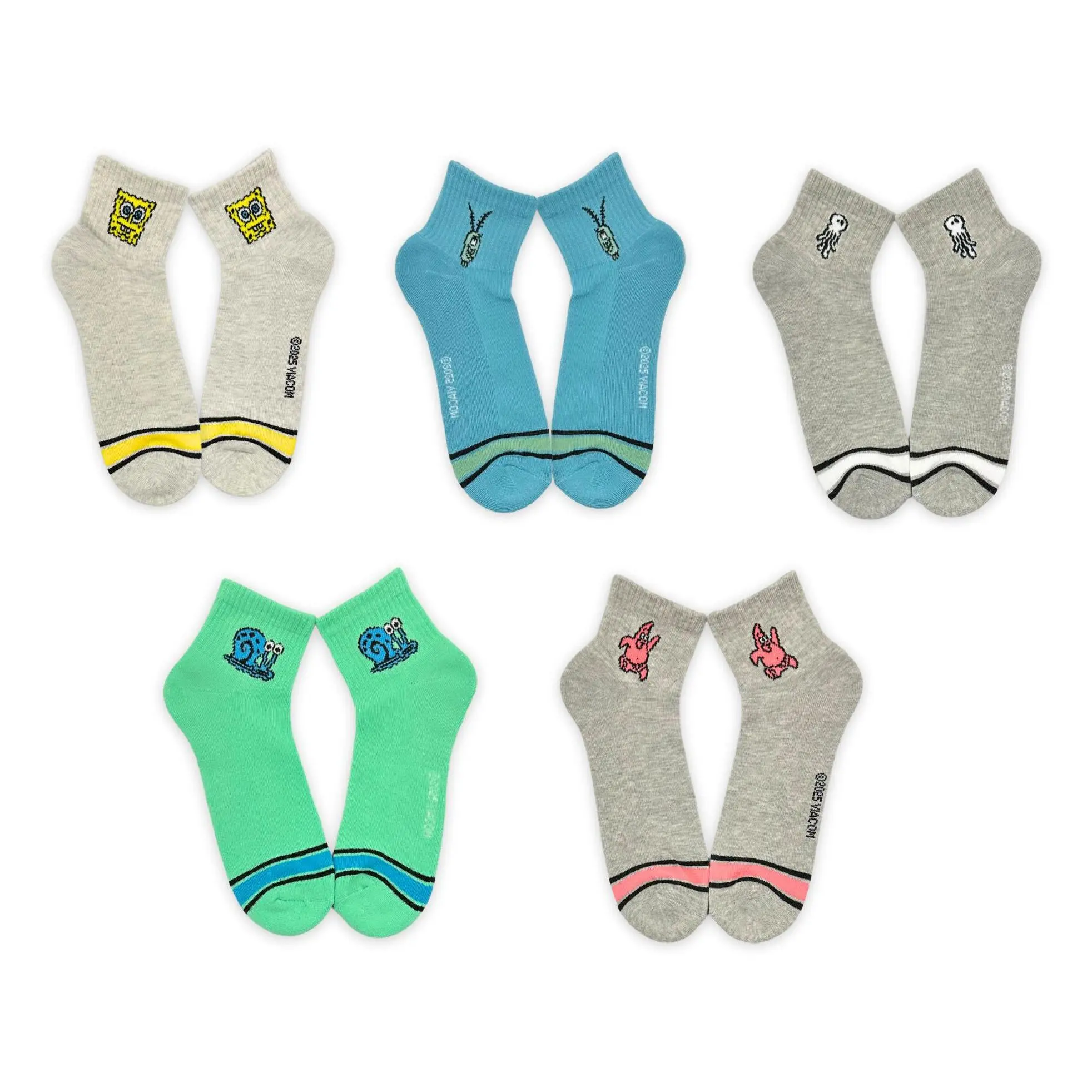 Spongebob Men's Set of 5 Quarter Crew Socks Spongebob Men's Set of 5 Quarter Crew Socks