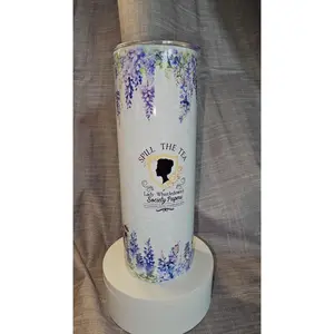 Bridgerton Travel Tumbler with Wisteria Print Elegant Temperature Control Portable Mug for On-The-Go Moments Stylish Practical Drinkware Flask Bottles