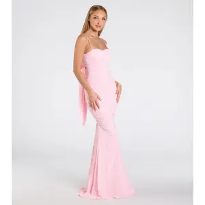 Jaymie Tie-Back Floral Velvet Mermaid Formal Dress