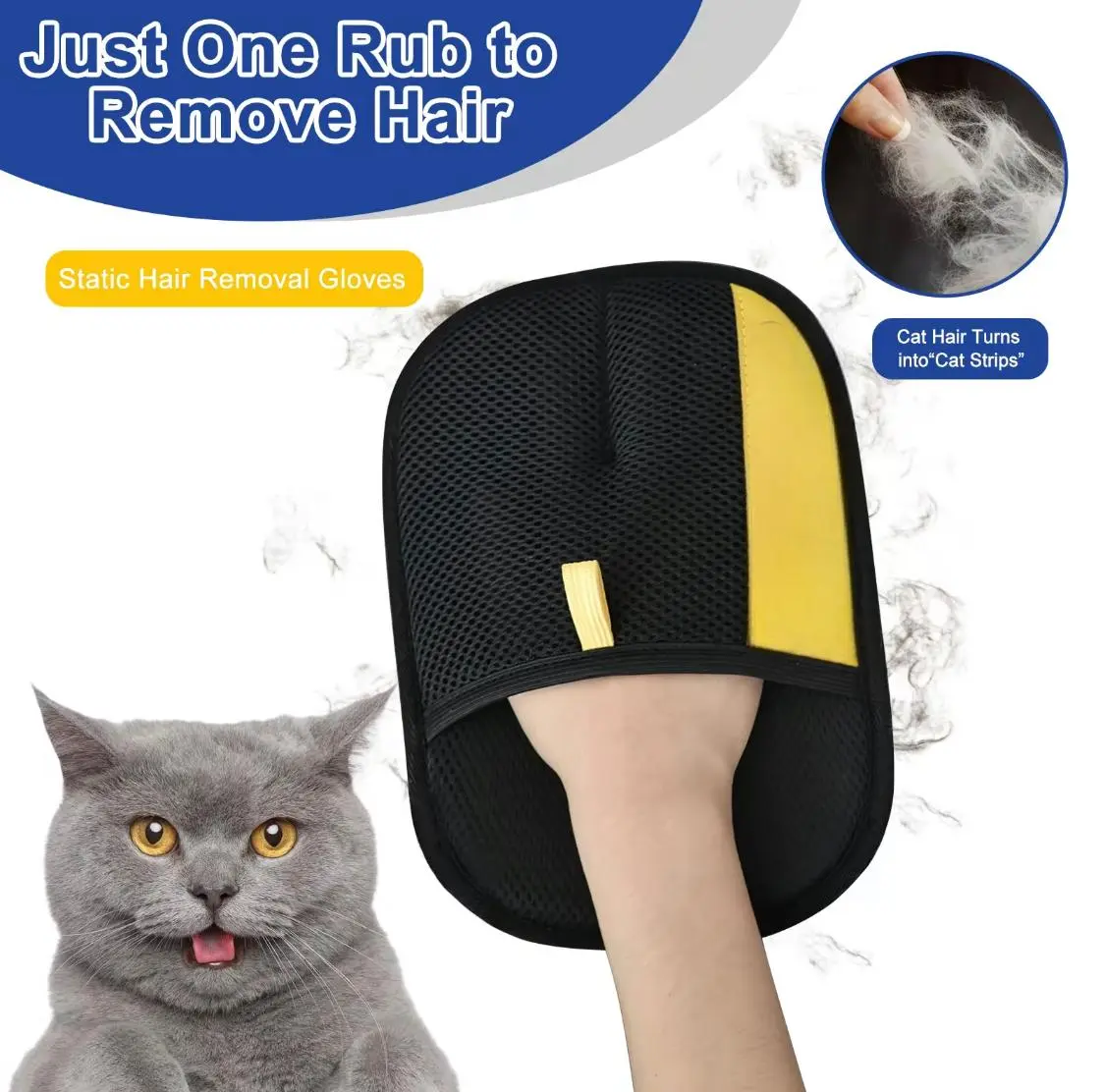 Upgrade Pet Hair Remover Electrostatic Gloves, Reusable Pet Hair Removal Glove for Cats & Dogs, Premium Cat & Dog Hair Remover Mitt for Couch Furniture Carpet CarSeat