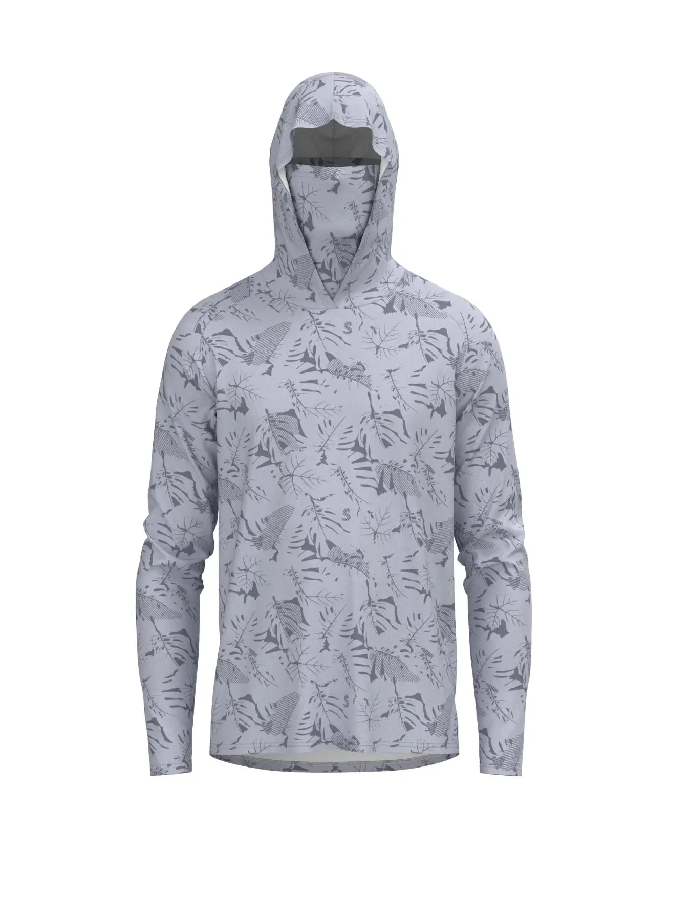 Men's Leaf Print Long Sleeve Hooded Sports Jacket, Quick Drying Breathable Sporty Outerwear for Outdoor, Gym Tops, Sports Running Jacket, Lu Yahai Fis