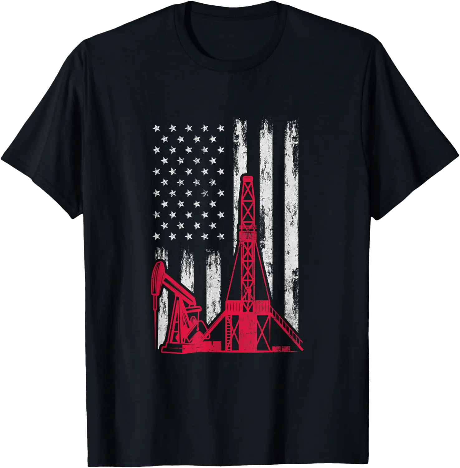 Oil Rig American Flag Oilfield Driller Roughneck Distressed T-Shirt - Lydiagarcia Shop 49B0CM46GBJ4