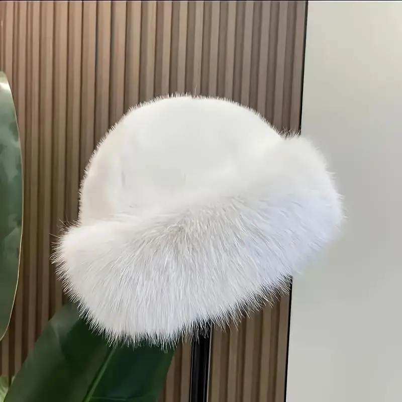 Faux fur hat for women-white