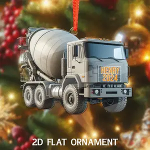Personalized Concrete Cement Mixer 2D Flat Ornament, Xmas Tree Decor, Truck Diver Ornament, Gift For Construction (Please note the name or image you want to customize or send it to me via message)