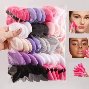 50 Pack Triangle Velvet Powder Puffs, Reusable Makeup Sponges, Multi-Color Plush Face Puffs for Foundation Setting, Essential Beauty Tools