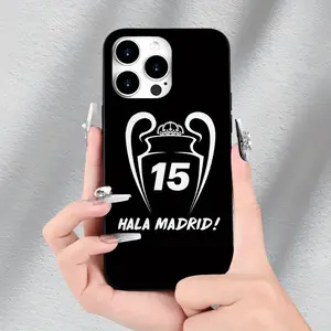 Giant Victory - Madrid Champions Trophy Design |     Camera Cutout |     Shockproof and Non-slip Matte Phone Case with Comfortable Grip and UV Printing for iPhone 16/15/14/13/12/XS/XR/X/7/8/Plus/Pro/Max - Black Soft TPU Case, Suitable for Spring and Summe