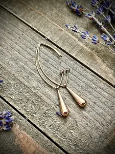 Long Drop Gold Hoop Earrings