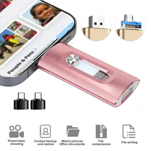 PUKEGM 3 in 1 Flash Drive,High Speed USB 3.0 Memory Storage,OTG Flash Pen Drive with Free Type-C Adapter,Memory Stick Storage for Photos and Videos Backup,External Storage Jump Drive for iPhone/iPad/Android/PC and More Devices