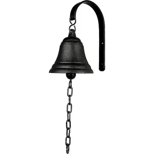 Vintage Black Cast Iron Dinner Bell, Can Be Used as Entry Door Bell, Hanging Decoration for Indoor Outdoor Wall, Antique Bell for Farm and Front Gate