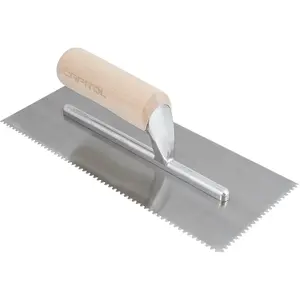 115111 Professional Flooring Adhesive Trowel-1/8" x 1/8" x 1/16" Flat-Top V-Notch, Silver/Light Wood