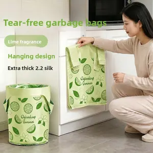 200PC 100PC 50PC Lime-colored garbage bags, thickened large size, extra thick, vest-style, for office use, large bin plastic bags for kitchen