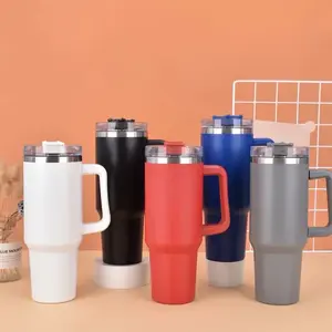 Stainless Steel Water Bottle with Leakproof Lid and Straw - 40oz Insulated Tumbler with Handle - Flasks, Drinkware Mug Bottled Insulation Portable