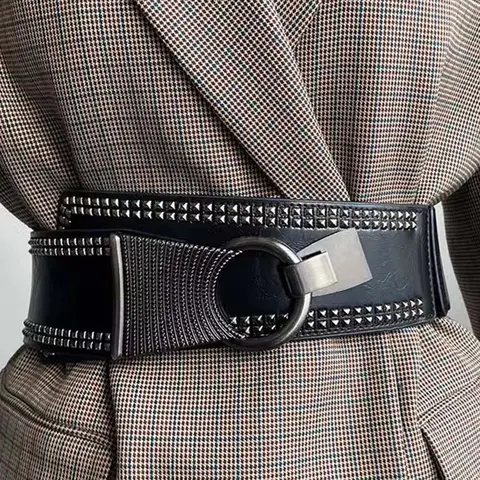 Women's Punk Style Rivet Decorated Belt, Fashion Belts, Fashionable Elastic Buckles Waistband for Daily Clothing Decoration, Trendy All-match & Exquisite for Birthday Gift, Studded Belt Buckle, Belt With Buckle