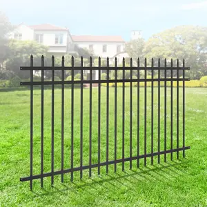 Fencer Wire Heavy Duty Pinnacle Fence Barrier Panel, 4FT Height X 8FT Width Anti-Rust Metal Fencing Panel, 2” Diameter Steel Outdoor Decorative Garden Fence Panel for Yard, Pool, Patio, Pack of 1/5/10