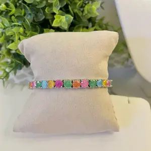 Multicolor Ice Crystal Tennis Bracelet with Vibrant Gemstones and Elegant Design for Everyday Wear