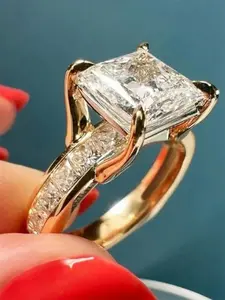 1 PC Luxury Cubic Zirconia Solitaire Ring For Women For Wedding Engagement Party Jewelry Valentine's Day Gift