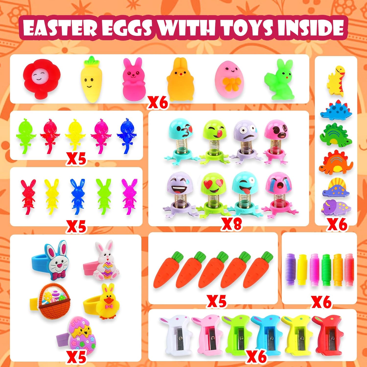 300 PCS Easter Egg Fillers for Kids Toy Assortment, Pre-Filled Eggs, Easter Basket Stuffers, Party Favors, Classroom Prizes, Carnival Treasure Box Toys, Egg Hunt Supplies & Birthday Gift Rewards
